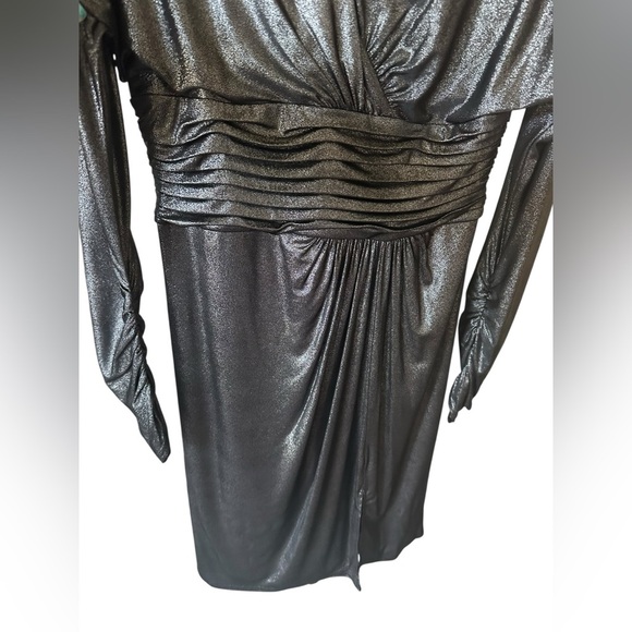 Tadashi collection Elegant Black Metallic Dress size L - Picture 6 of 10